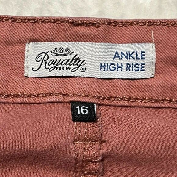 Royalty For Me Tan Womens Ankle High Rise Stretch Pants Size 16 - Picture 6 of 12